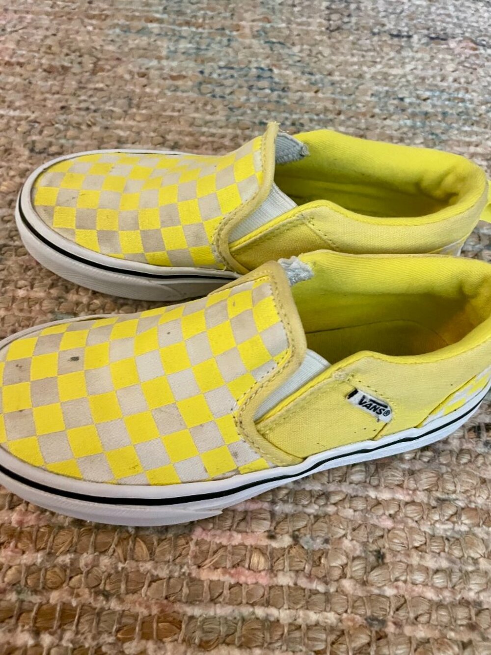 Vans Classic Slip on Kids 13 Yellow Checkerboard Canvas Sneakers - Picture 2 of 8